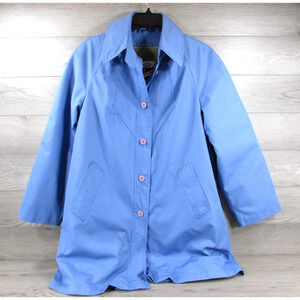 Vintage Woman's Rain Coat Trench Coat Saxton Hall Blue Lined 70s SZ 8